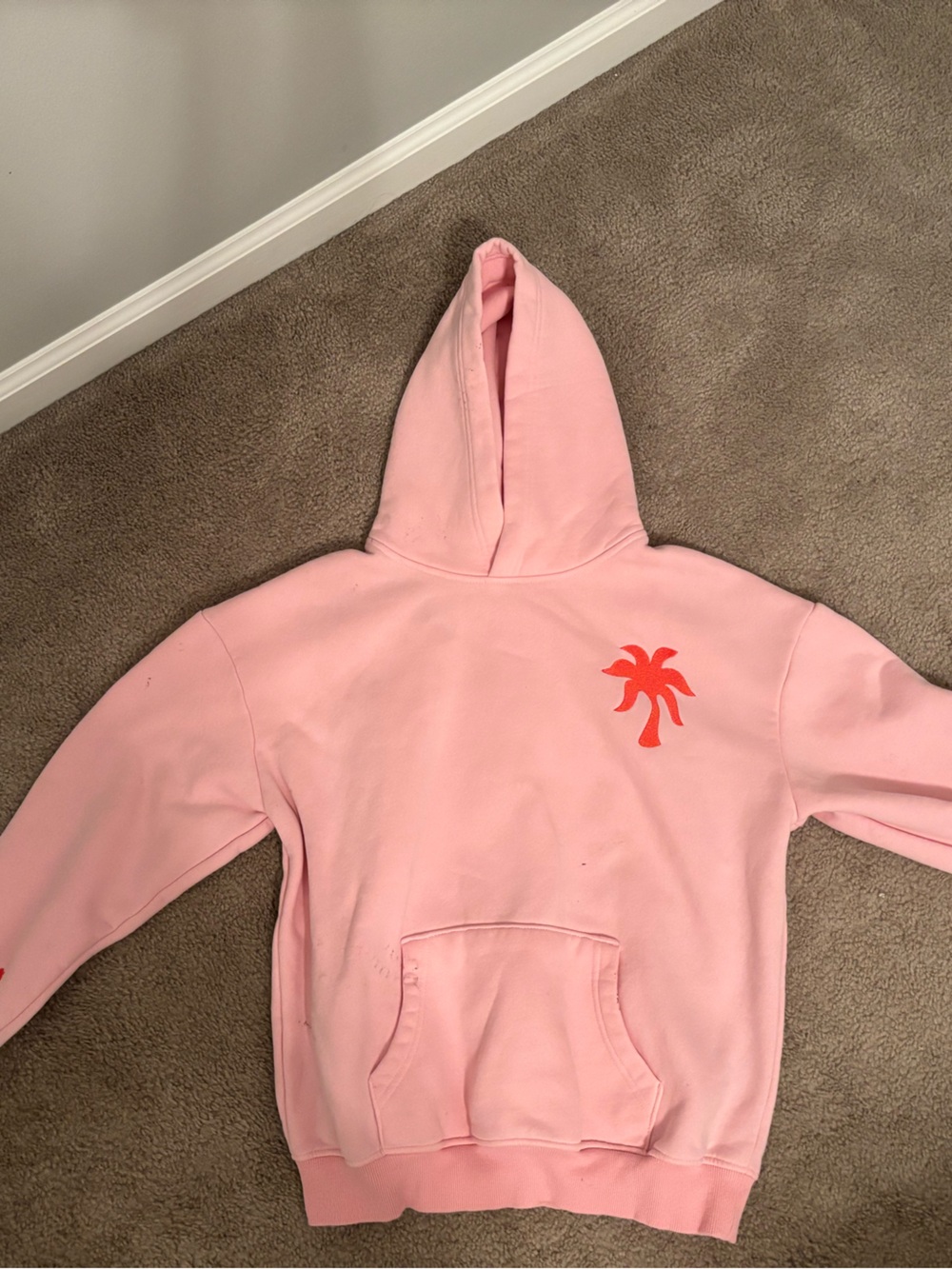 Girls' Pink Hooded Sweatshirt with Orange Palm Detail